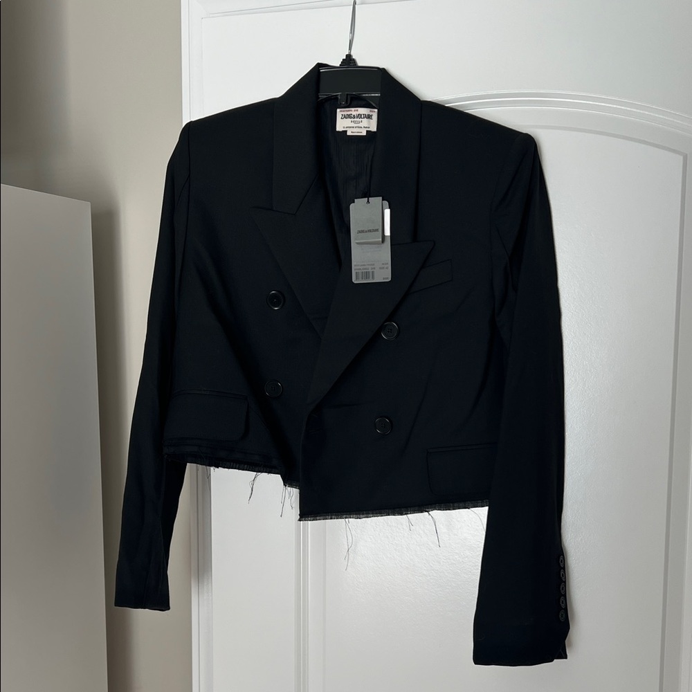 Zadig & Voiltaire NWT cropped raw hem blazer